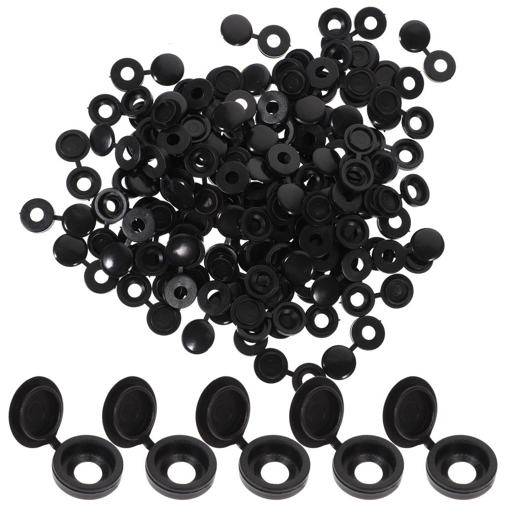 100Pcs Black Plastic Screw Caps PP Material Furniture Screw Cover Caps Easy Install Dust Plug Rust Proof Uv Water
