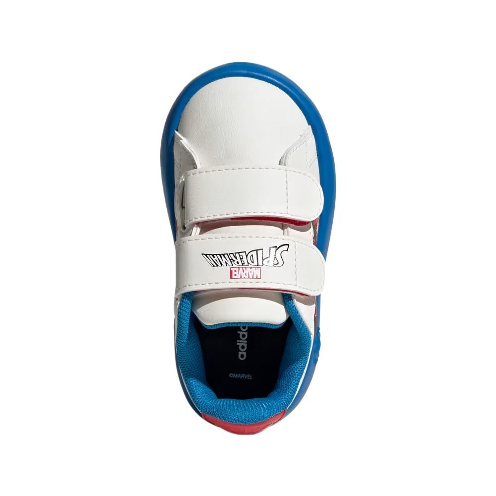 Marvel x adidas Grand Court I Spider-Man - Adidași pentru bebeluși albi Alb-nor Rubin pur Albastru viu JQ8072