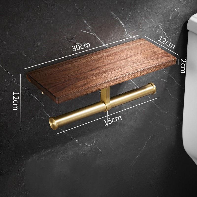 Holz Badezimmer Papierrollenhalter Gebürstetes Gold Toilettenpapierhalter Wandmontiert Papierhandtuchhalter Taschentuchbox Taschentuchdose