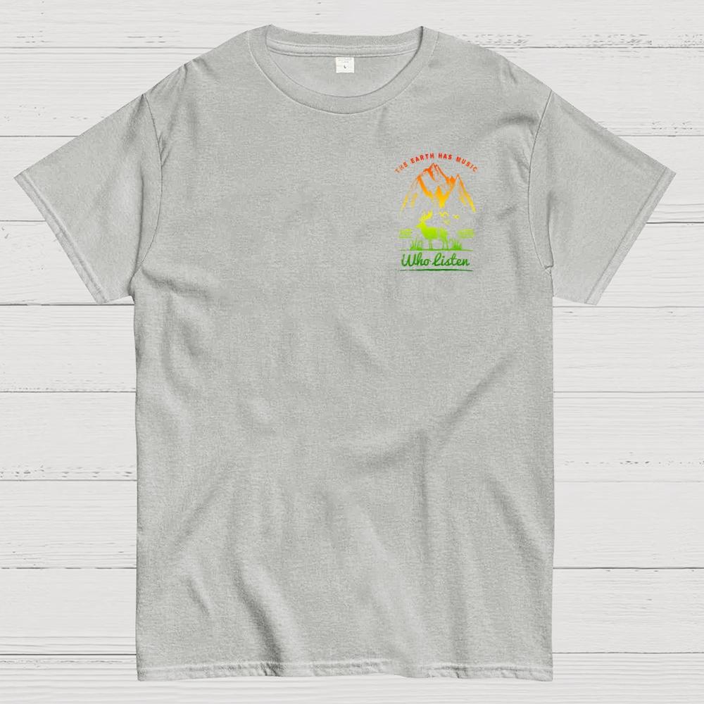 THE EARTH HAS MUSIC FOR THOSE WHO LISTEN Front And Back Printing 100% Cotton Summer Casual Cool Loose T-Shirt