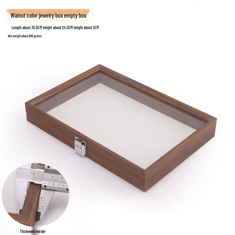 Schmuckschatulle aus Walnussholz mit weißem Leder und Deckel, staubdichte Aufbewahrung für Ohrringe, Ringe, Halsketten und Armbänder.