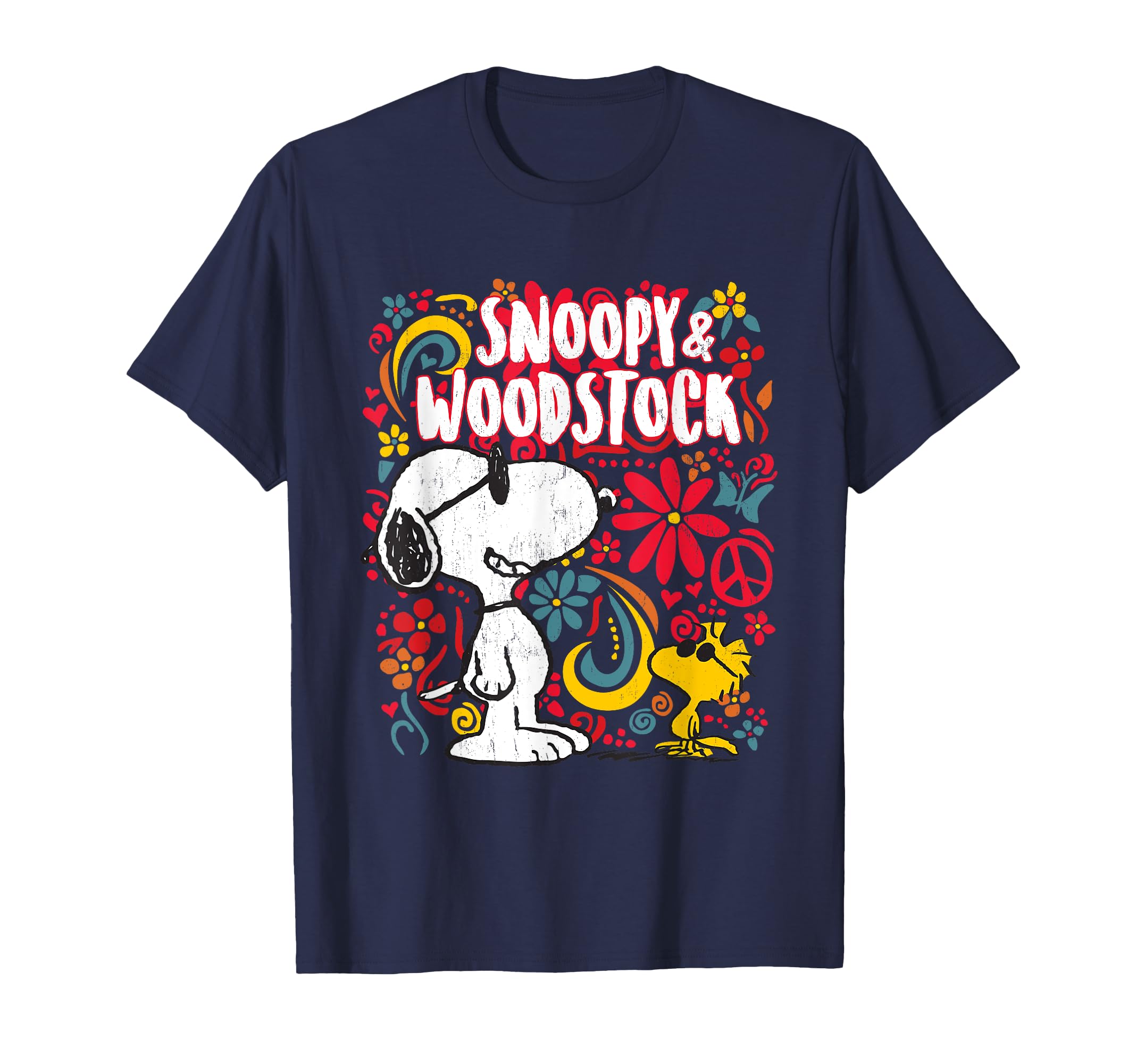 

Peanuts Floral Snoopy and Woodstock 70 s T-shirt