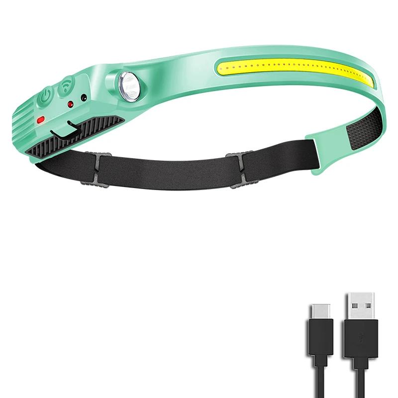 KDULIT 1~20Pack LED Sensor Headlamp Built-in Battery USB Rechargeable Waterproof Head Torch Outdoor Camping Fishing Headlight