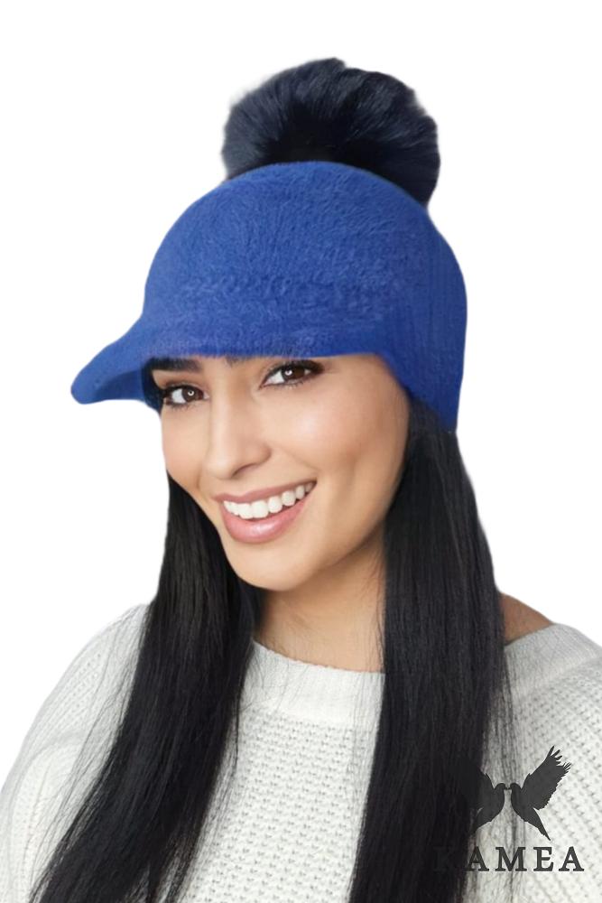 Koryna Warm Women' Cap with Baseball Cap, Navy Blue