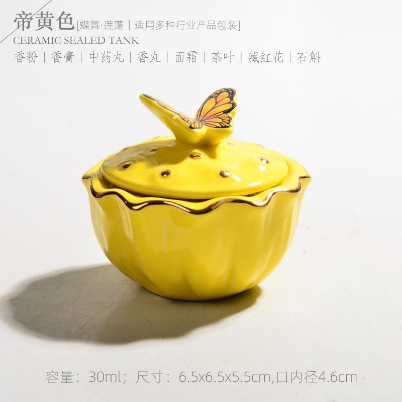 Ceramic Butterfly Jewelry Box with Lid Candy Jar Fine Home Nuts Powder Pill Sealed Jar Necklace Earrings Ring Storage Container