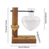 Heart Shape Wood Frame Vase Glass Wooden Stand Hydroponic Flower Vase Thickened Hydroponic Transparent Glass Vase Office