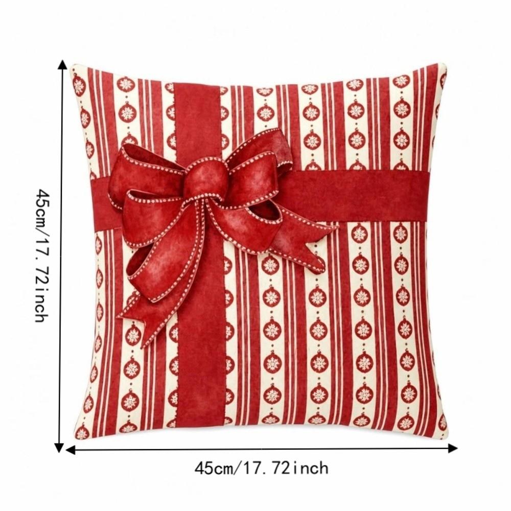 45x45cm Bowknot Snowman Pillow Cover Breathable Red Series Christmas Pillowcases Soft Square Throw Pillow Case Aesthetic Decor