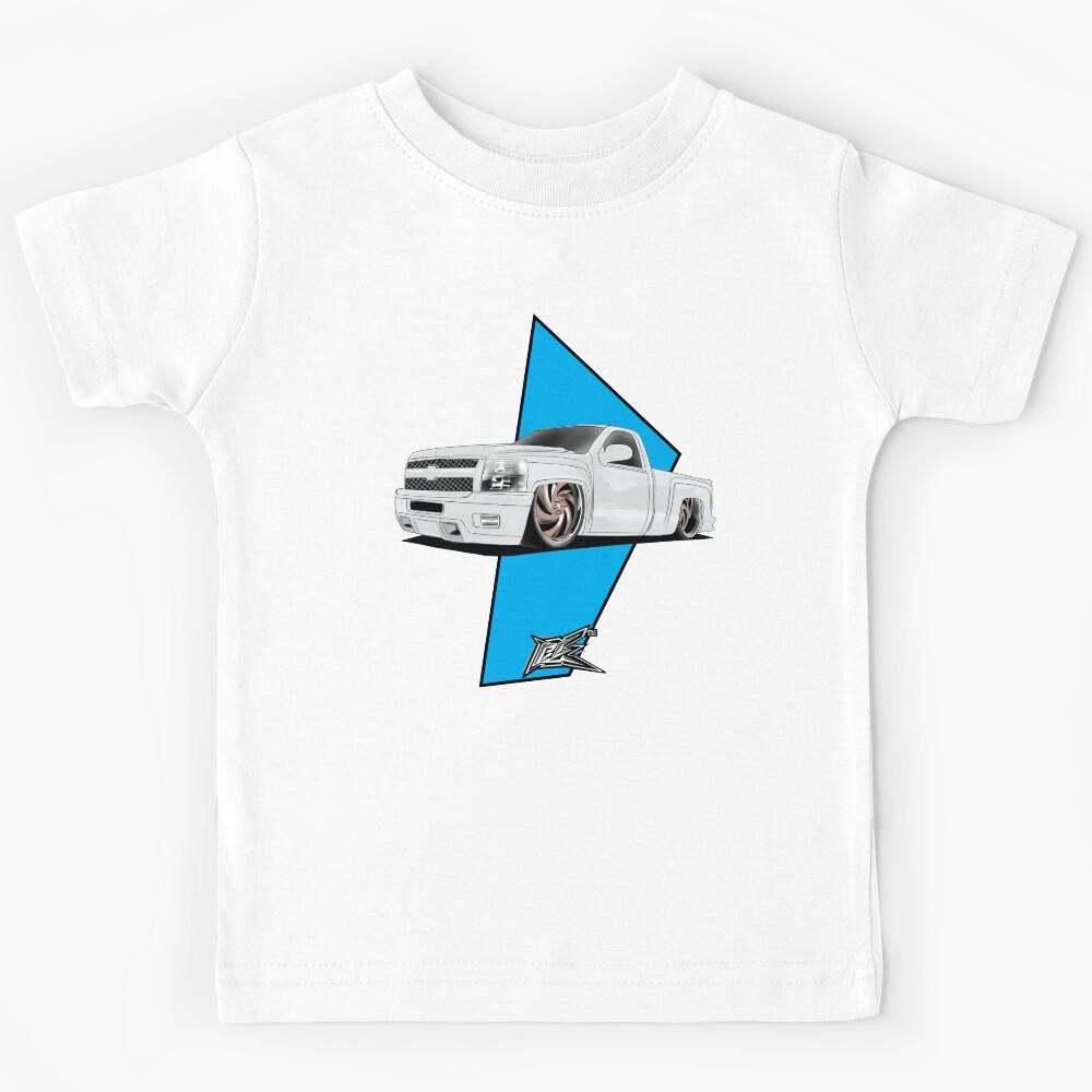chevy silverado slammed white Kids T-Shirt 140