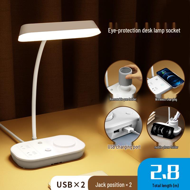 AA Grade LED Eye-Protection Desk Lamp with USB, Soft Light, Night Light, and Wireless Charging for Bedroom or Bedside
