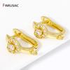 18K Gold Plated Brass Shvenzy Earrings Hooks Clasps,Inlaid Zircon Heart Earwire Fixtures For DIY Earrings Making Findings