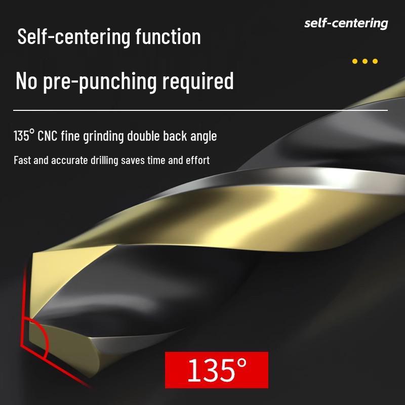 High-Speed Steel Straight Shank Twist Drill Bit, Black and Yellow, Fully Ground