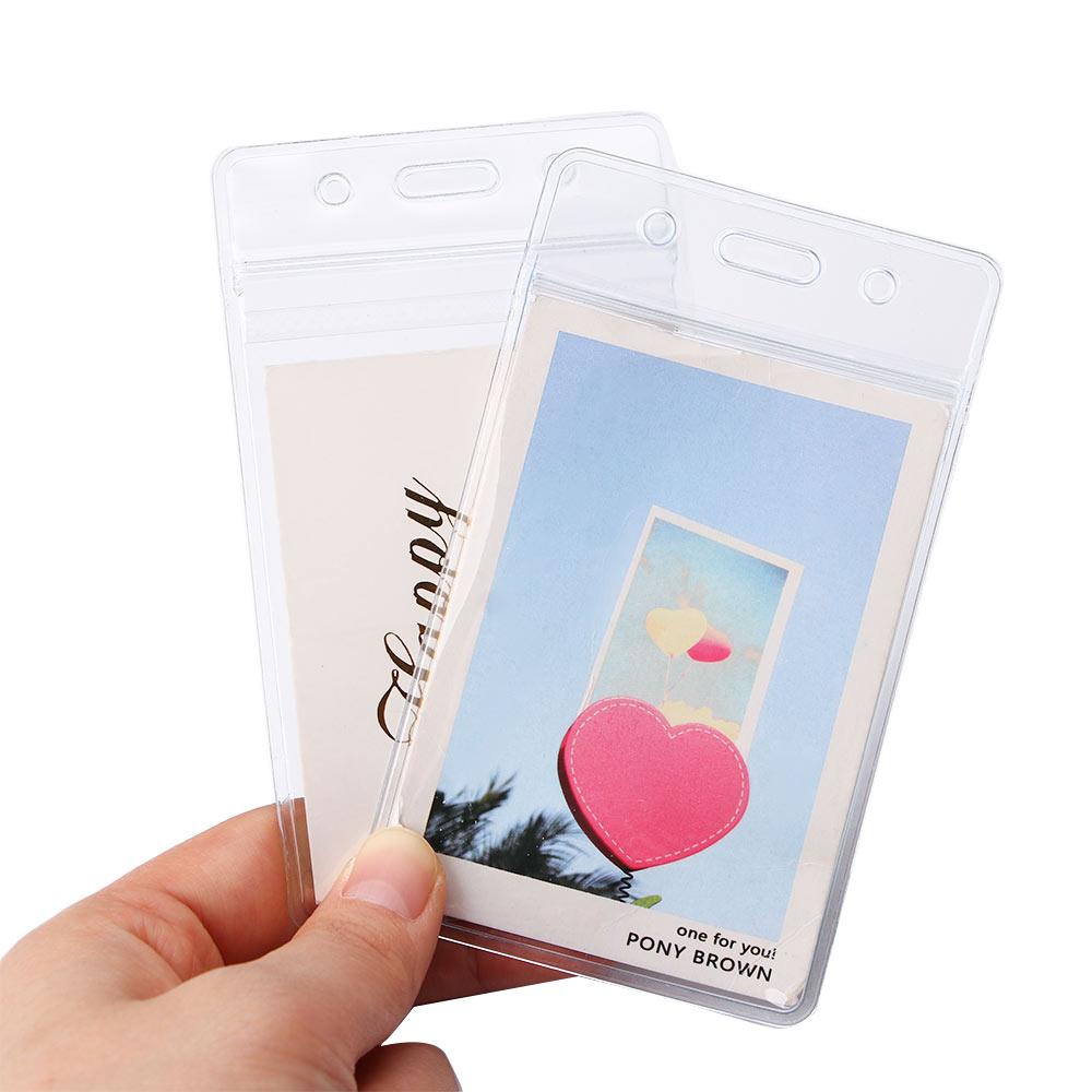 

New with Zipper Vertical Badge Holder Transparent PVC Plastic ID Card Holder