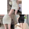 Cotton Blend Irregular Ruffle Mini Skirt With Sequins For Women Spring