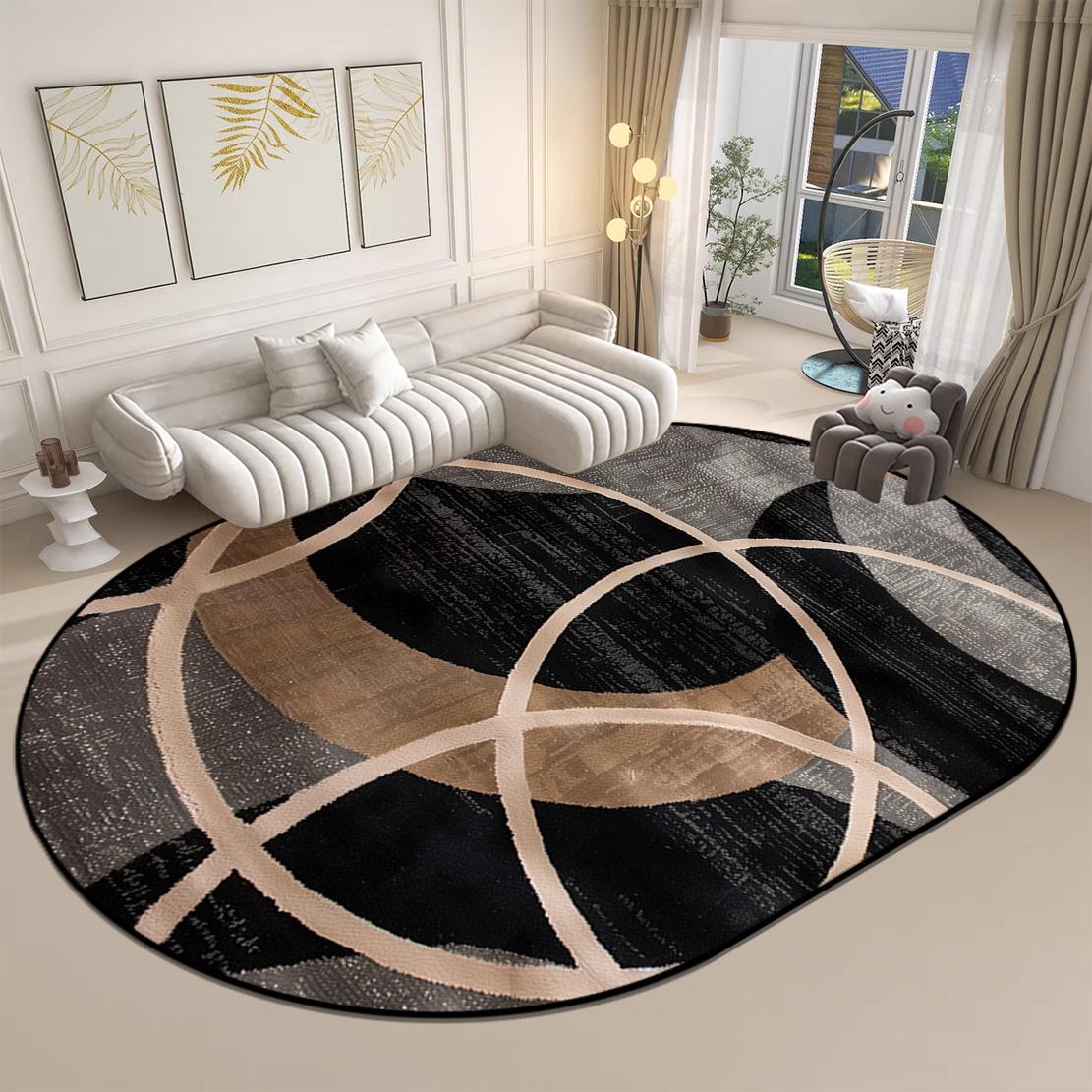 

Овальний килим у сучасному стилі для вітальні великого розміру, миється, килимок для кавових столиків, IG Домашній декор, нековзні м які килими, що налаштовуються 100*160cm