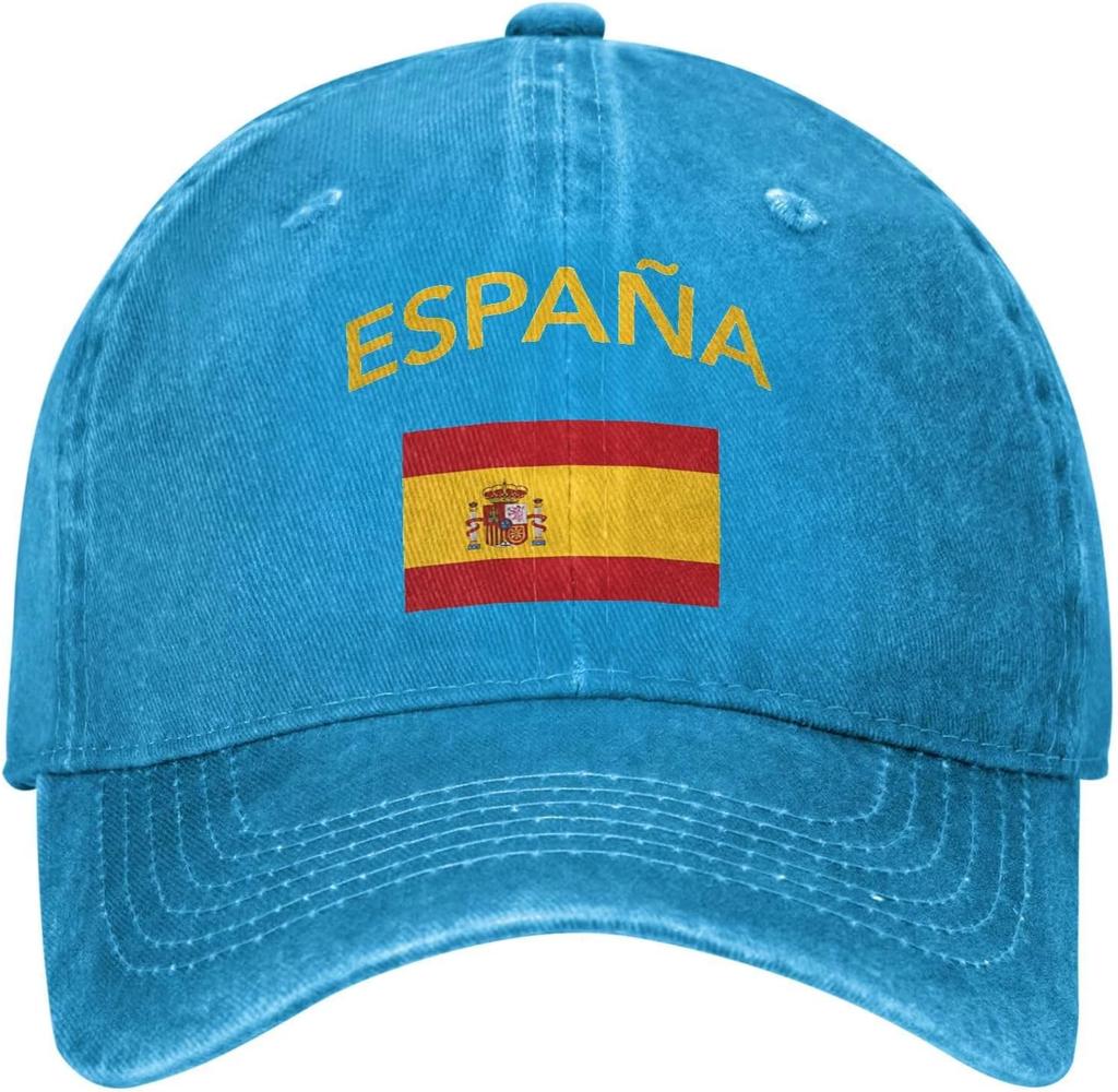 Berretto da Baseball da Cowboy Cappello con Bandiera Spagnola Cappello Sportivo Regolabile Stampato Spagna Cappelli Vintage Lavati Cappellini da Trucker Donna