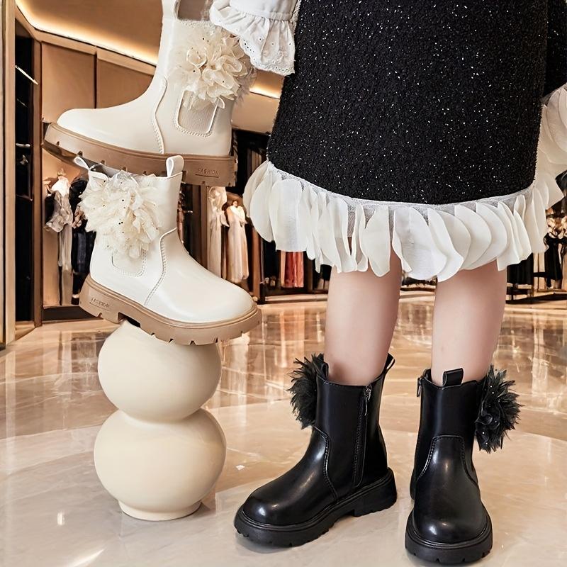 Girls Princess Boots Autumn Winter British Style Performance Party Short Boots Fashion Comfort Side Zipper Flared Single Boot Sizes