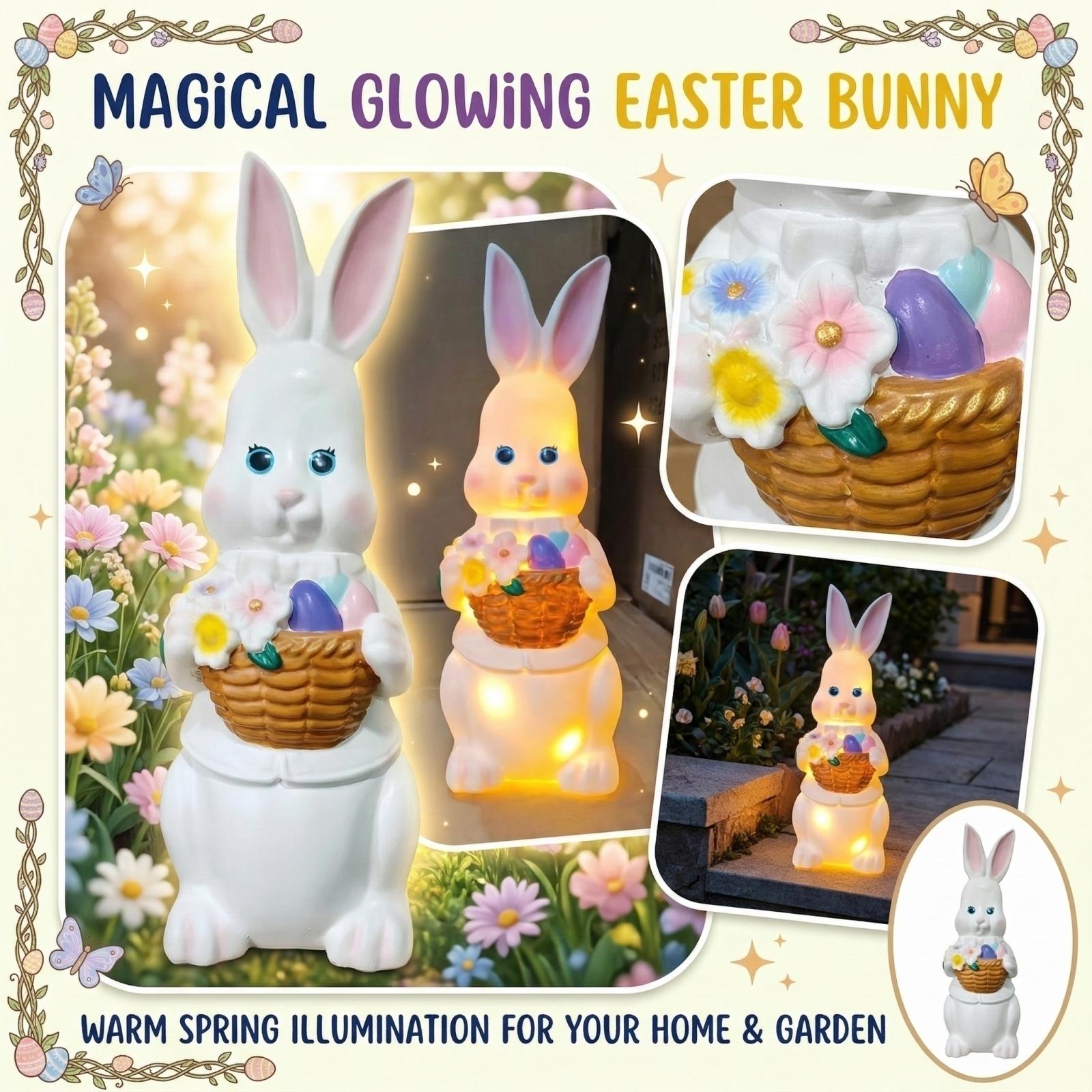 30cm Blow-molded Easter Bunny With Lights, Outdoor Decoration One Size