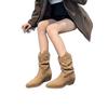 Pile boots short khaki autumn heightening merard boots high heel retro western boots retro knight boots