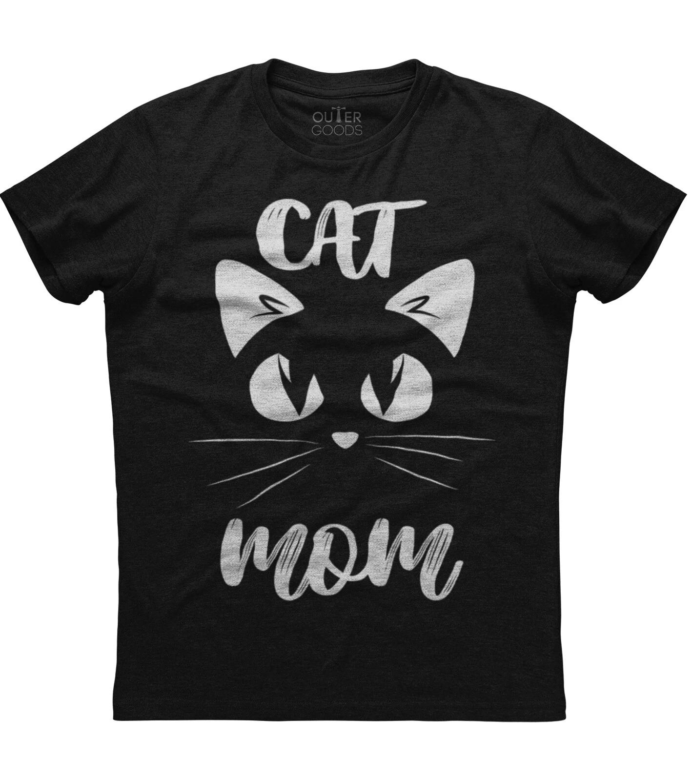 Cat Mom Animal Loving Funny & Cute Classy Unisex Black Cotton T-Shirt S