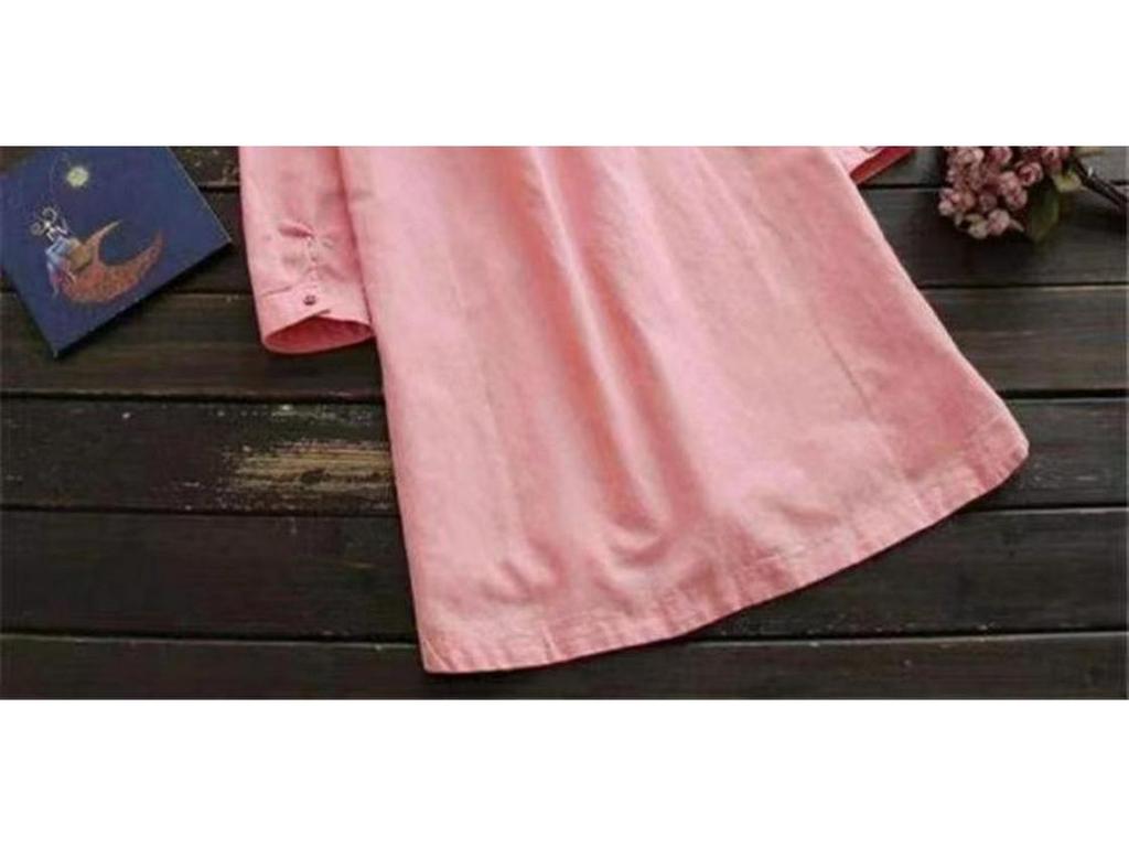 804# Cotton Linen Long Sleeve Shirt - Slimming, Plus Size, Casual Mid-Length Fashion Top for Spring and Autumn.