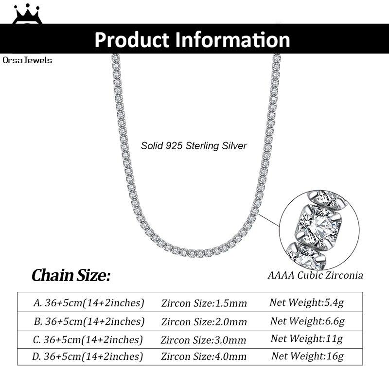 Orsa Jewels Handgefertigt Echter Ton Iced Out Zirkonia Tennisketten-Anhänger Halskette Choker Damen Herren HipHop Schmuck Sc45Mode