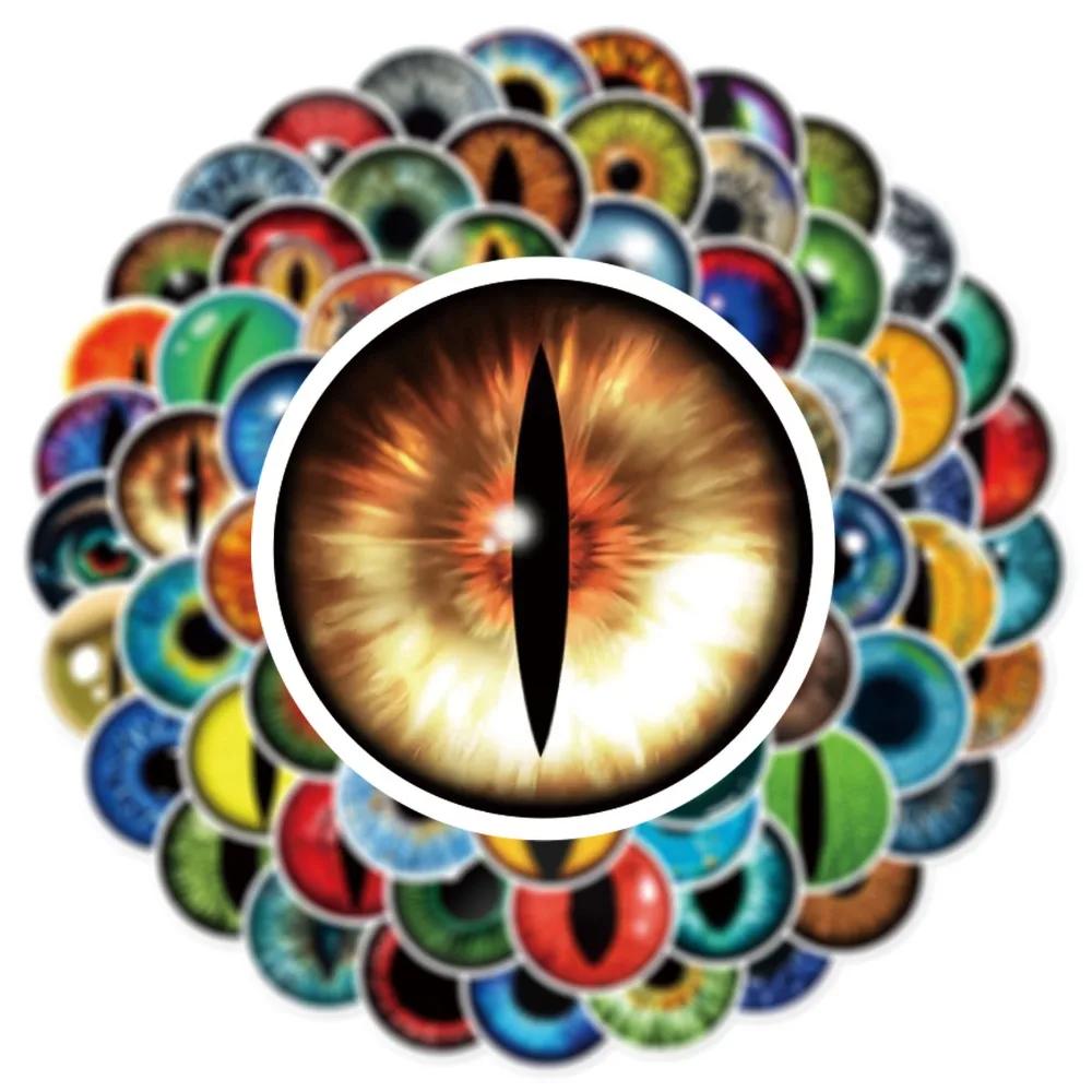 80PCS Individual Animal Eyeball Motorbike Helmet Stickers Waterproof Rear Trunk Sticker Motorcycle Body Scratch Cover Decals
