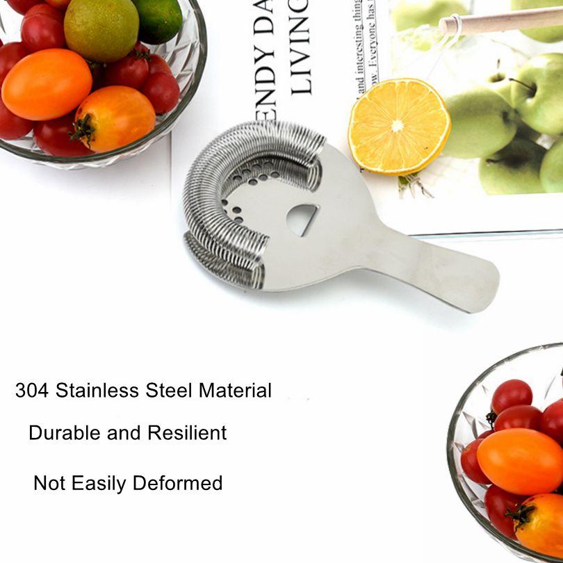 Nerezové sítko na koktejly 304 pro profesionální barmany s pružinou s vysokou hustotou, půlkruhovým ledovým filtrem