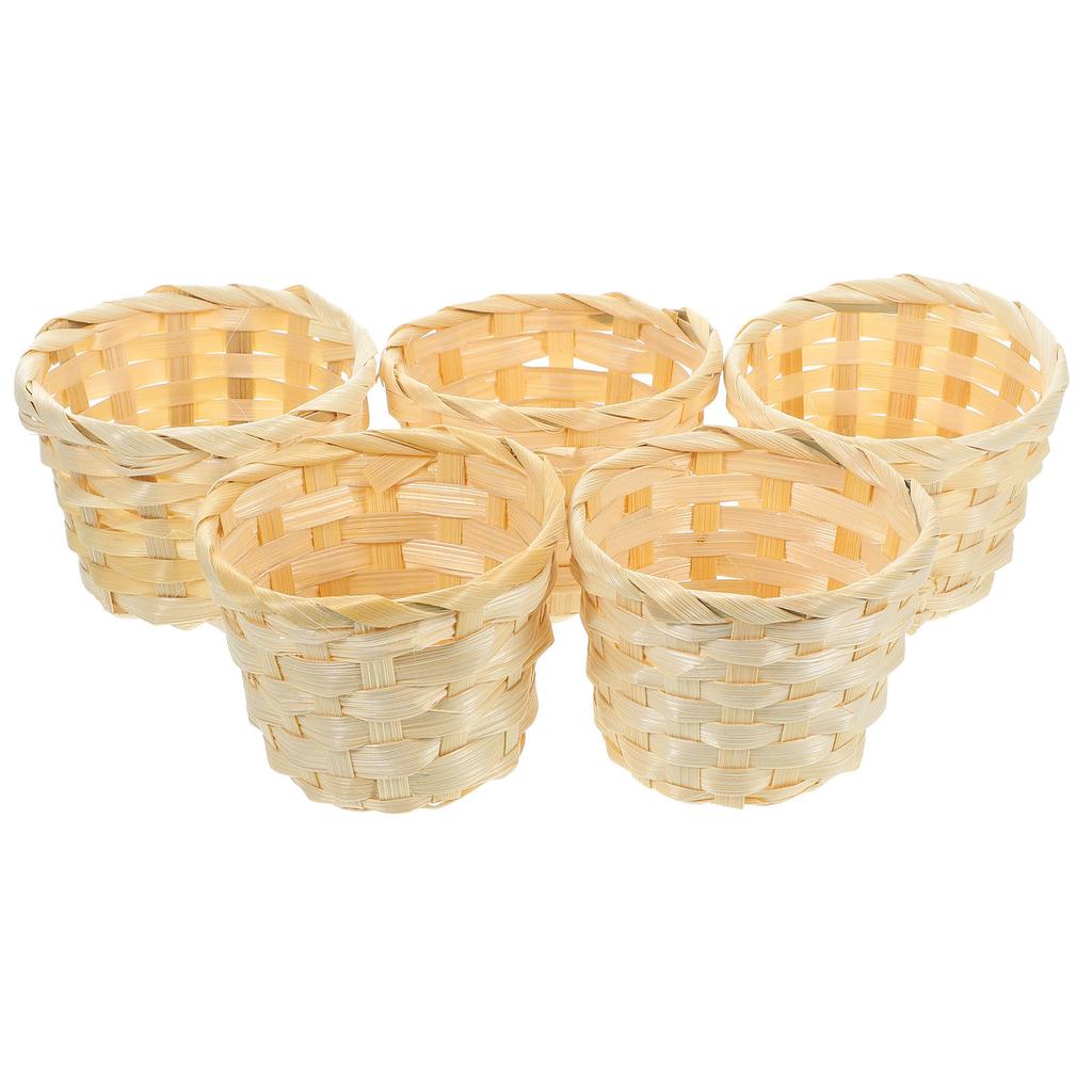 5 Pcs Hamper Home Kitchen Baskets Centerpieces Bamboo Weaving Boho Storage Woven Craft