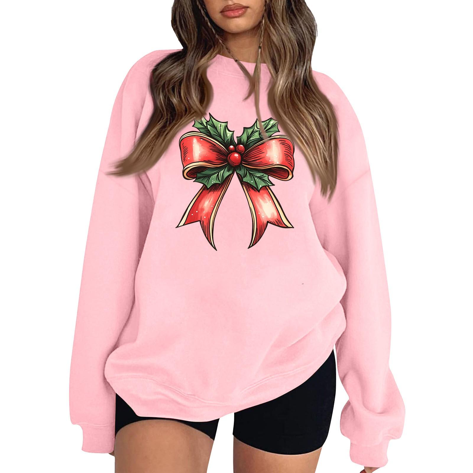 

Женский пуловер с принтом, блузка с круглым вырезом, заниженными плечами и длинными рукавами M розовый