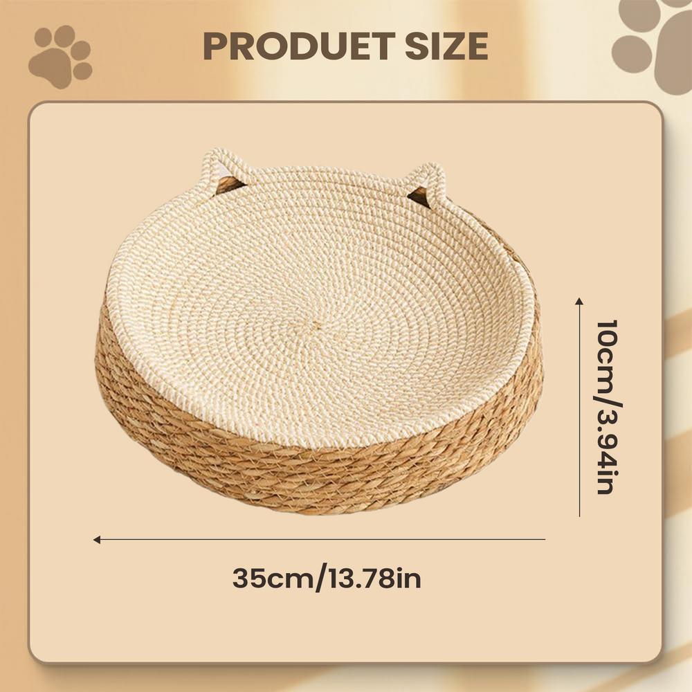 Cat Scratch Bowl Breathable Woven Nest Kitten Ear Design Cotton Rope Cat Bed for Play Exercise Enrichment Activity Nail Trimming