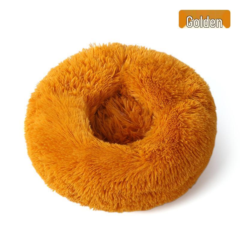 Round Plush Winter Pet Bed: Removable, Warm Cat & Dog Nest Cushion