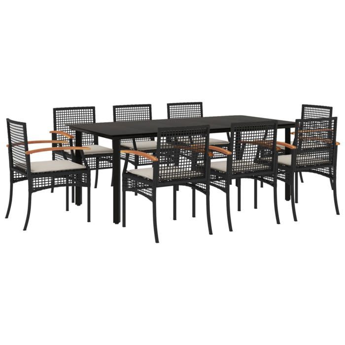 VidaXL 9-Piece Garden Dining Set with Cushions, Patio Table and Chairs, Patio Furniture, Outdoor Furniture, 3213609