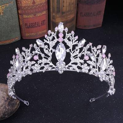 Coroa de cristal rosa princesa coroa aniversário presente coroa nupcial tiara acessórios