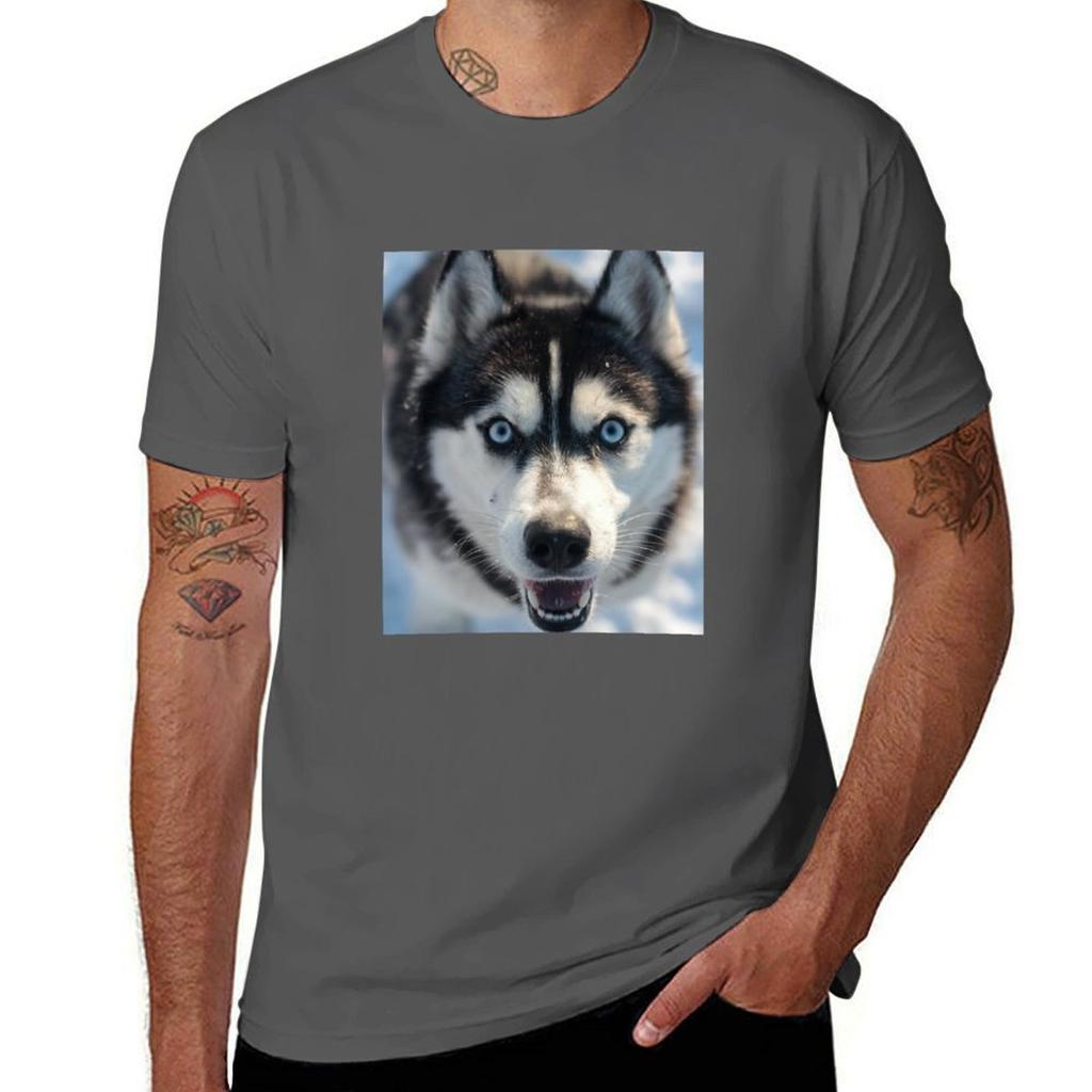 An Excited Siberian Husky TShirt T Shirt Custom Print TShirt