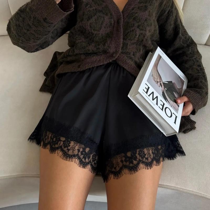 Moteriški širdelių rašto nėriniai satininiai šortukai šilkiniai Y2k su elastine juosta mini šortukai coquette estetika bokserio tipo kelnaitės apatiniai marškinėliai prancūziškos kelnaitės