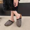 Fashion Crystal Mesh Breathable Toe Flip-flops for Women Fashionable Round-toed Anti-slip and Wear-resistant Flat Shoes