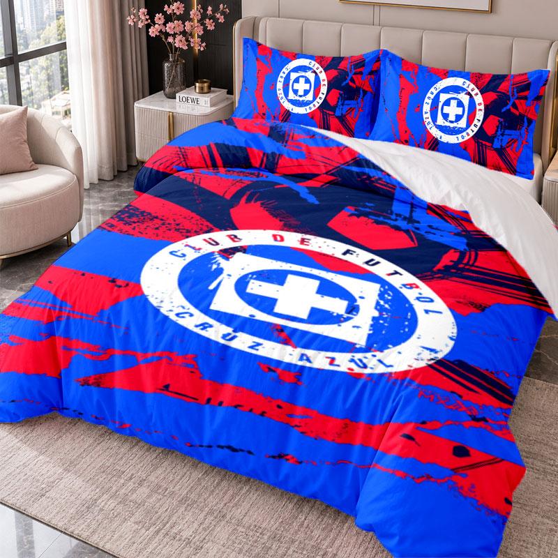 Cruz Azul 3Pcs Bedding Set Duvet Cover With Two Pillowcases For Bedroom Home Decoration
