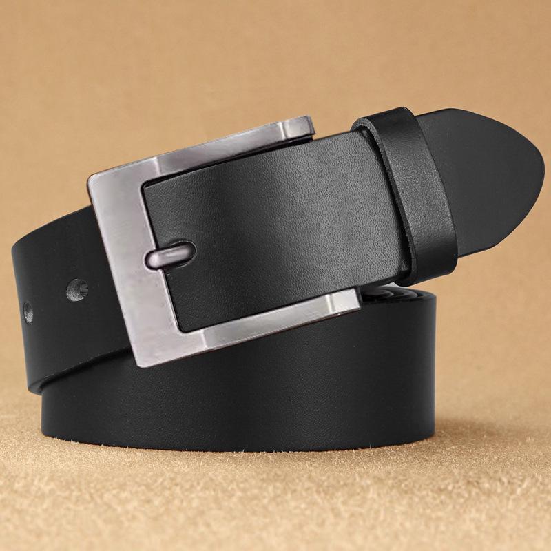 Men's Retro Genuine Leather Belt - Pin Buckle Cowhide Waist Belt for Business and Casual Wear, Suitable for Middle-Aged and Young Men.