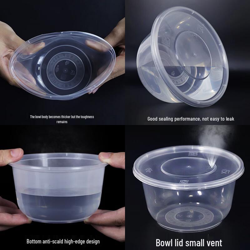 Handun Disposable Round Takeaway Bowls with Lids