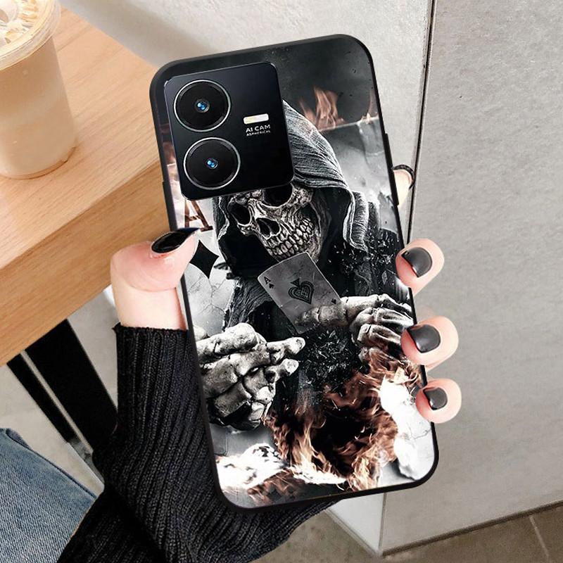For Vivo Y22 4G Case Wolf Cat Soft Silicone Shockproof Phone Cover For Vivo V2207 V2206 Y22s Y 22 Y 22S Cases 2022 Black Bumper