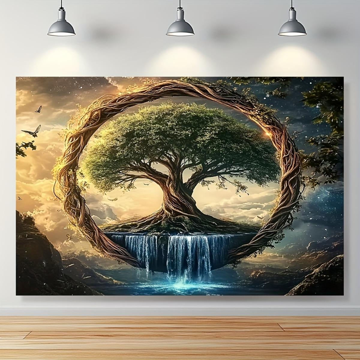 2D plane 1-piece set of Tree of Life flowing holy spring background cloth suitable for birthday parties 100x150cm