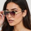 Fashionable Sunglasses For Women Geometric Gold Frame Sunglasses With Metal Stripes Personalized And Charming Women'S Glasses