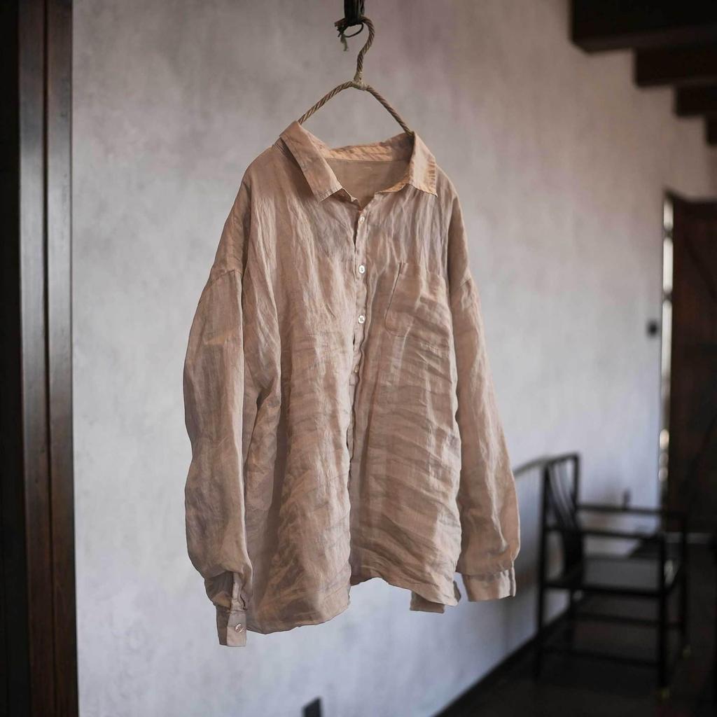 Women's Retro Casual Double-Layer Ramie Shirt