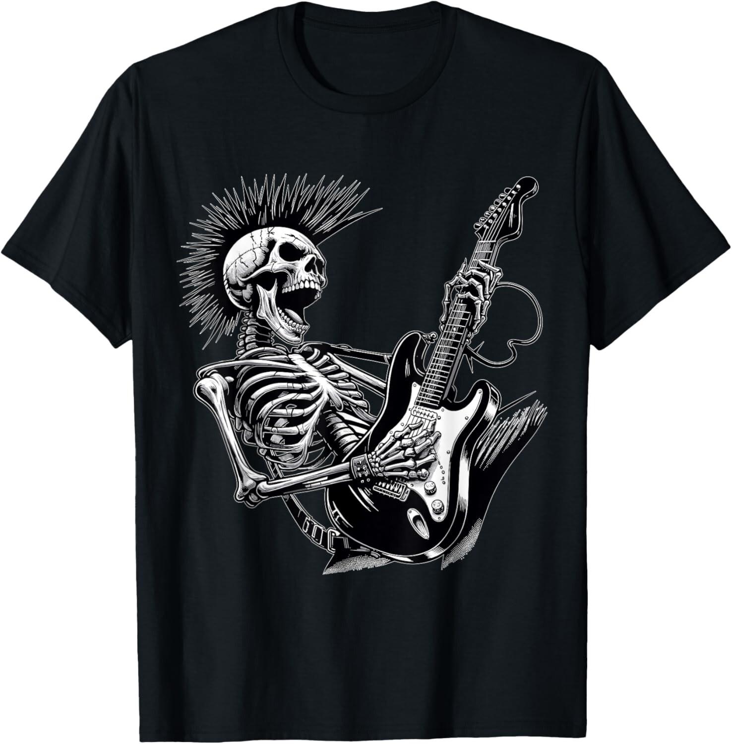 Rock and Roll Skeleton playing Guitar Gift Tee Unisex T-Shirt S разноцветный