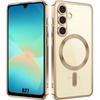 Case for Samsung Galaxy A27 5G, Transparent Shockproof with Magnetic Circle Golden Border