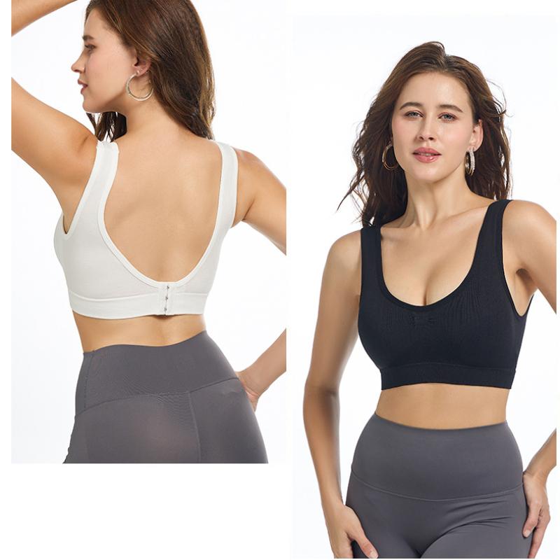 Large Size Women's Shockproof Sports Bra Gathered and Comfortable Rear Buckle Adjustable Yoga Fitness Underwear