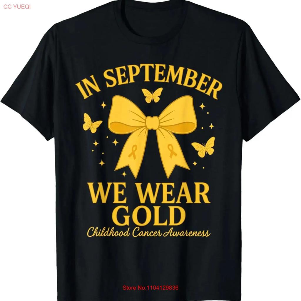 In September We Wear Gold Childhood Cancer T Shirt Vintage Soft Casual Slightly Versatile Top For Everyday Wear