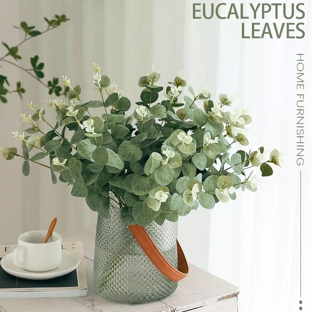 20Pcs Green Color Fake Eucalyptus Plants Bendable Artificial Plants Bouquets Living Room Decoration
