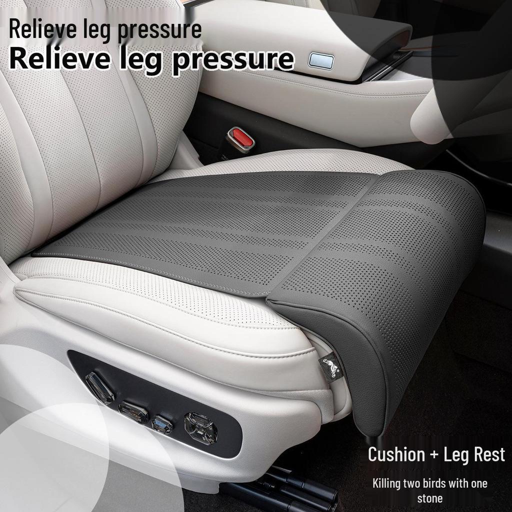 Premium Nappa Leather Car Seat Leg Rest Extension Cushion - Breathable Driver & Passenger Support