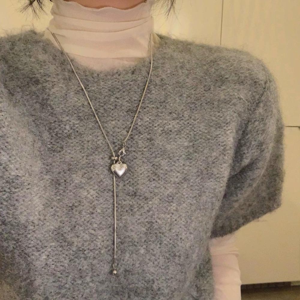 

Уникальное серебряное колье-лариат с сердцем, корейская мода, регулируемая цепочка с кисточкой, минималистичное элегантное женское ювелирное украшение в подарок